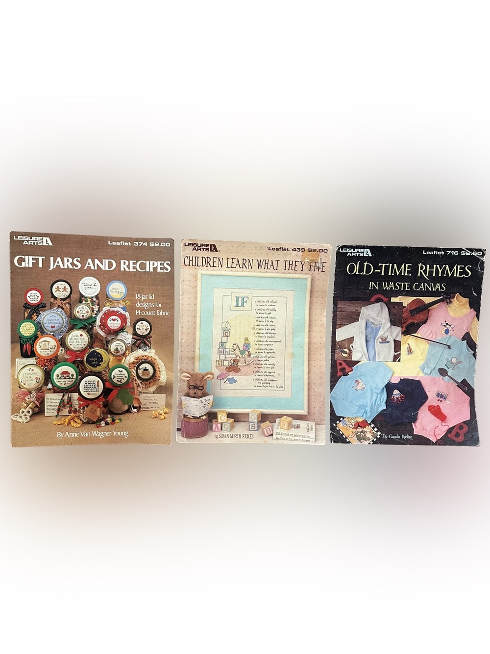 Leisure Arts Cross Stitch Pattern Booklets Lot Of 3 Vintage 80’s